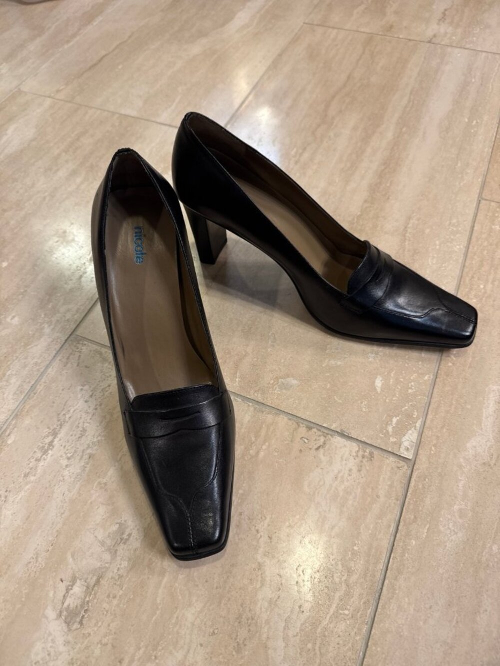 NEW Nicole Square Toe Penny Loafer Pumps, Black, Size 10